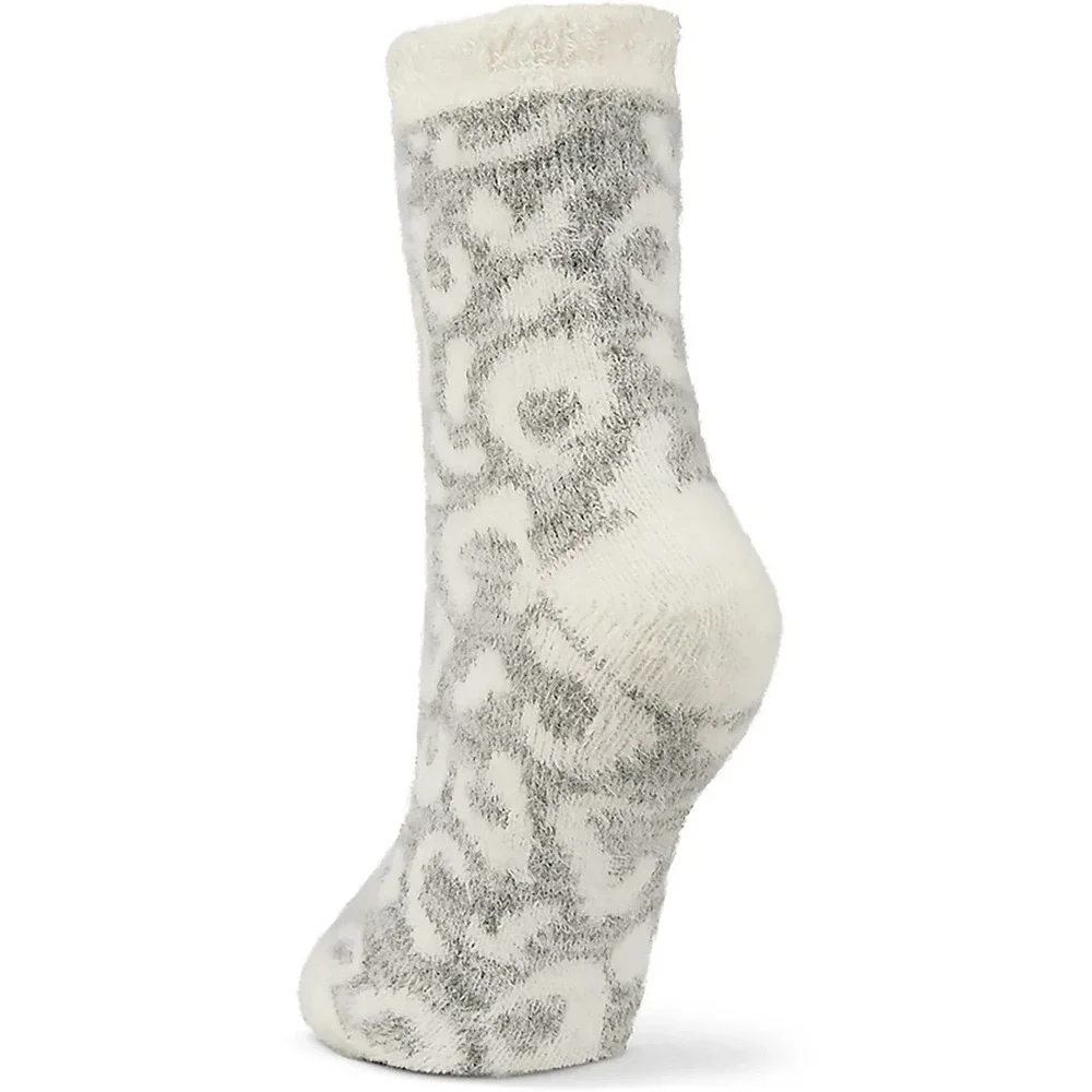 Magellan Outdoors Women's Leopard Lodge Crew Socks ALOE Infused Grey NWT